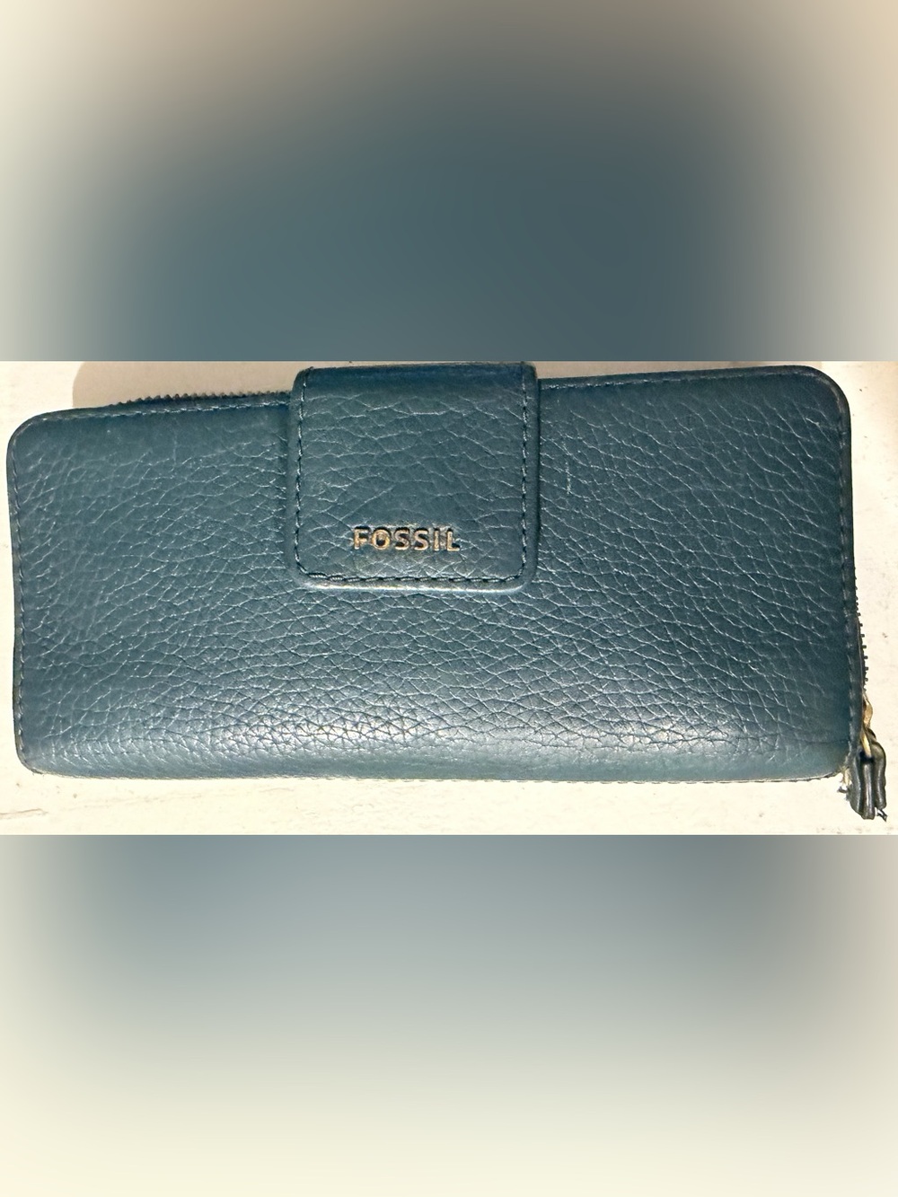 Fossil Teal Pebbled Leather Wallet